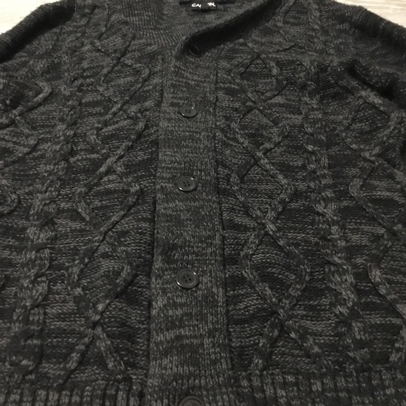 CARBON Cable Knit Black/Gray Cardigan size M - Picture 5 of 13